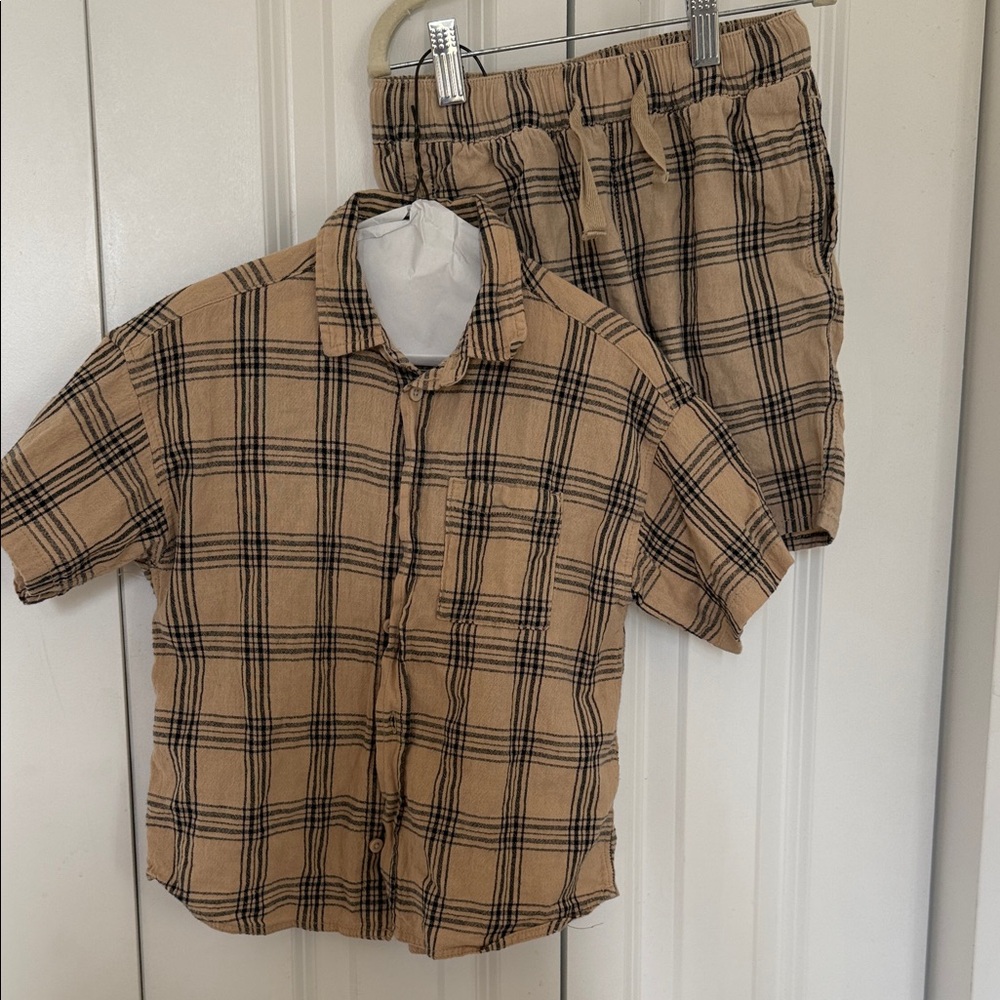 H&M Kids Plaid Matching Set - Tan and Black